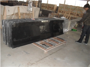 China Granite Absolute Black Hebei Black Polished Kitchen Countertop,Bar Top,Island Top,Bullnosed Desk Tops, Bench Tops,Work Top,Hebei Black Granite Countertops,Black Granite Kitchen Countertop
