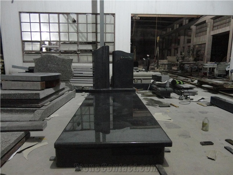 China Impala Black Granite Gravestone,Headstone,Cross Tombstone,Misty Impala Black Granite Monument, Grey Granite Monument & Tombstone,G654 Granite Tombstone&Monument Design