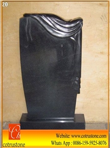 Cina Black Russia Style Granite Tombstone,Monument,Polished and Carving, Own Factory Good Quality Polished Shaxi Black/ Absolute Black/ Russia Style Tombstone/Monument Indian Black