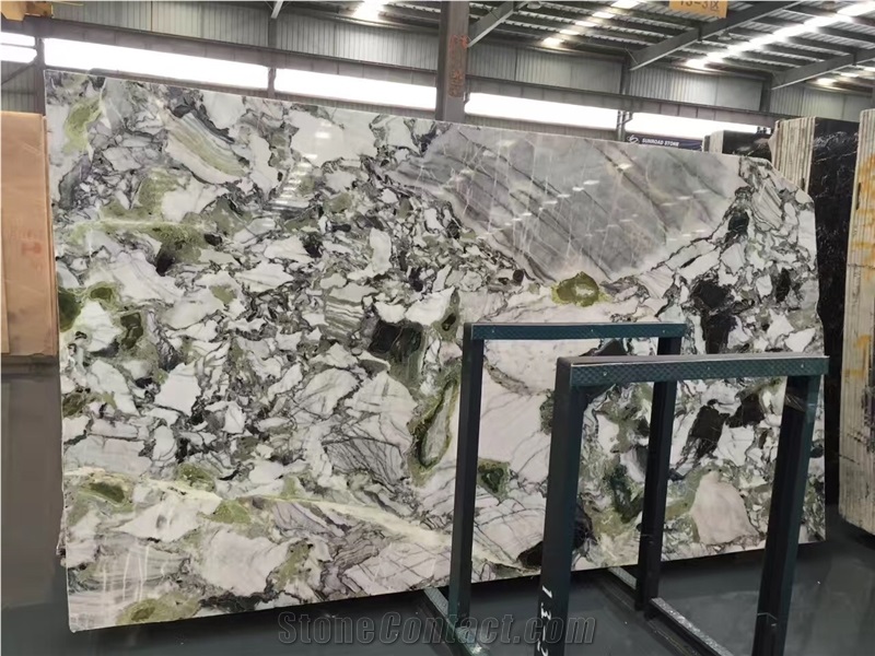 Cold Jade/Primavera Marble,Cold Jade Marble Pattern/White Beauty Marble/Cool Emerald Marble,Primavera Marble Ice Green Cold Jade Green Black Grey Marble Slab,Own Quarry Ice Green/Cold Jade/Primavera