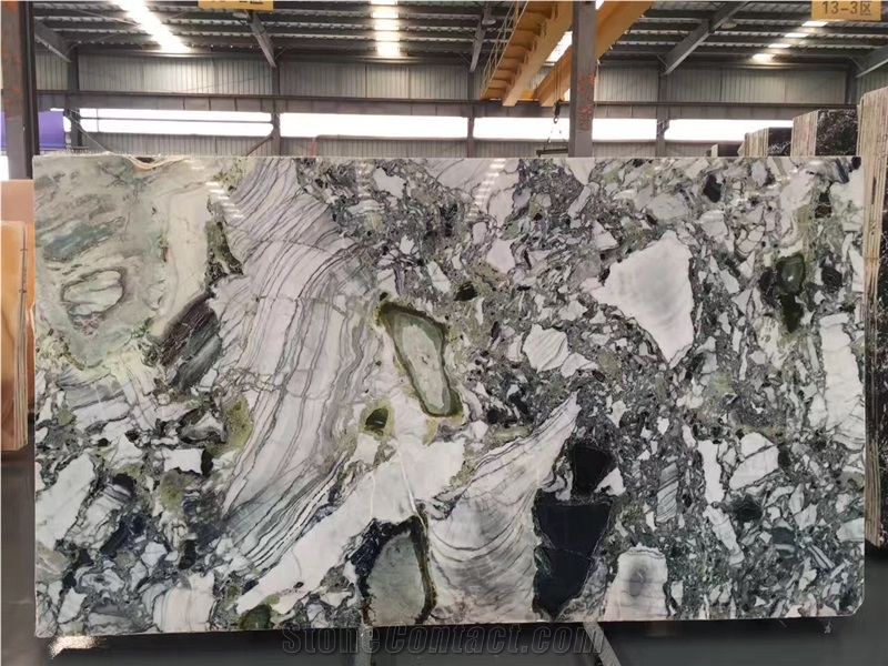 Cold Jade/Primavera Marble,Cold Jade Marble Pattern/White Beauty Marble/Cool Emerald Marble,Primavera Marble Ice Green Cold Jade Green Black Grey Marble Slab,Own Quarry Ice Green/Cold Jade/Primavera