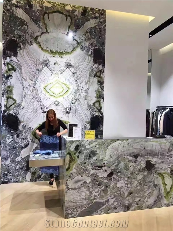 Cold Jade/Primavera Marble,Cold Jade Marble Pattern/White Beauty Marble/Cool Emerald Marble,Primavera Marble Ice Green Cold Jade Green Black Grey Marble Slab,Own Quarry Ice Green/Cold Jade/Primavera