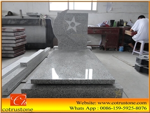 G603 Tombstone&Monument, Tombstone&Monument Granite Monuments,North G603 White Sesame Granite Western European and Poland Style Double Tombstones Bed Competitive Prices