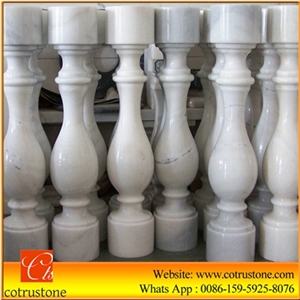 Hot Sale White Marble Baluster, Guangxi White Stair Handrail,China Popular Cheap Guangxi White Marble with Yellow Lines/Veins Stair Handrail,Guangxi White Marble Staircase Handrail