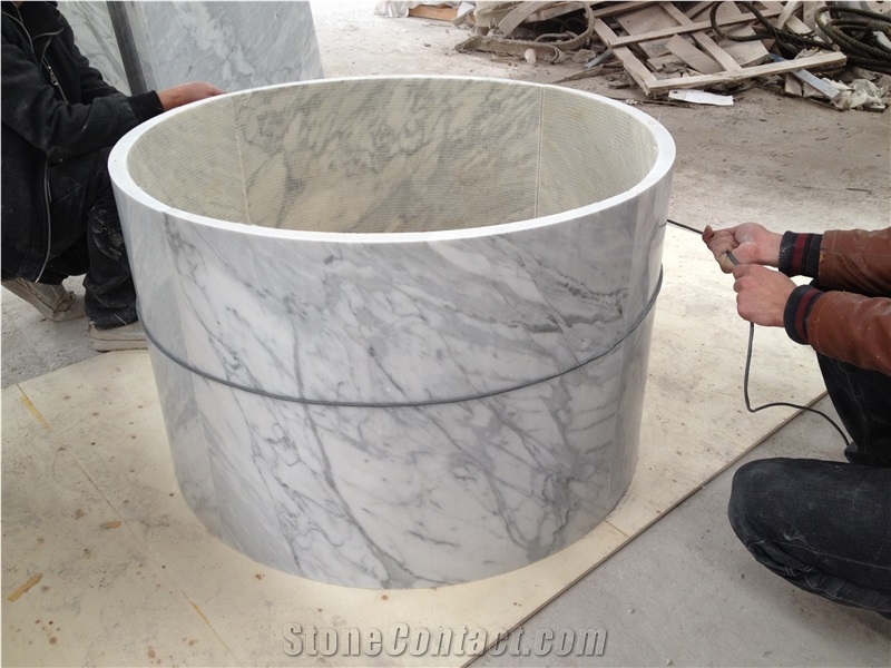 Middle White Marble Column,Natural Stone Column in Middle,Column-Middle Flower White,Hot Sale White Marble and Carrara White and Natural Decorative