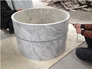 Middle White Marble Column,Natural Stone Column in Middle,Column-Middle Flower White,Hot Sale White Marble and Carrara White and Natural Decorative