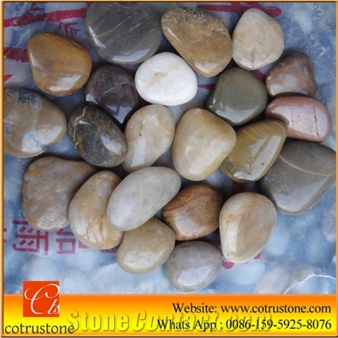 Polished Mixed Colors Pebbles,Multi Color Pebble,Multicolor Nature Stone Pebbles,Cobble Stone Driveway & Walkway Pebble, River Walkway Pebble Stone