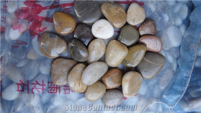 Polished Mixed Colors Pebbles,Multi Color Pebble,Multicolor Nature Stone Pebbles,Cobble Stone Driveway & Walkway Pebble, River Walkway Pebble Stone