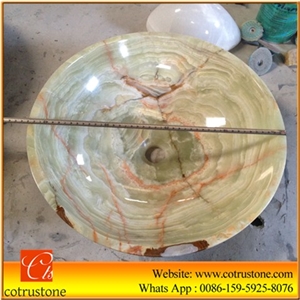 Round Green Jade Onyx Bathroom Vanity Vessels,Distributor Basins, Cheap Bowls & Nature Stone Sinks,Green Jade Onyx Round Basin, Green Jade Wash Bowl