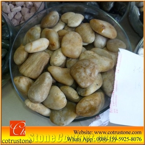 Yellow Polished Pebble Stone, Walkway Pebble Stone