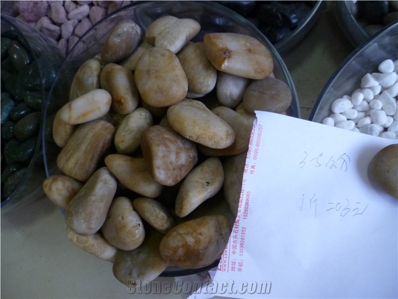 Yellow Polished Pebble Stone, Walkway Pebble Stone