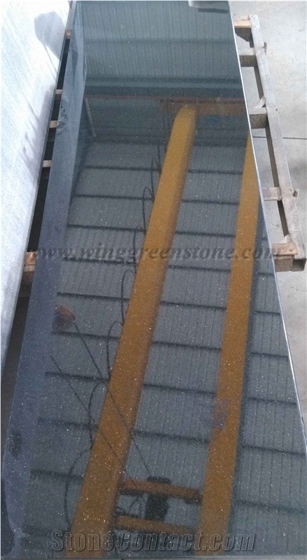 Black Galaxy Granite Kitchen Countertops, Customized Countertop, High Polished Bench Top