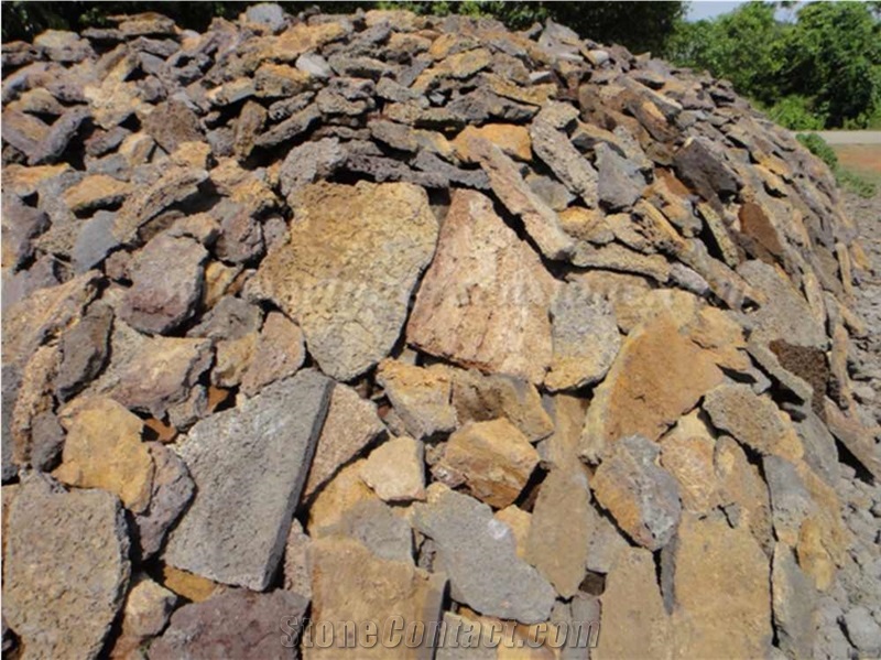 Gray Volcanic Stone,Lava Stone,Random Andesite Sawn Flagstones,Flagstone Courtyard,Garden Landscaping Paving Stone,Flagstone Wall