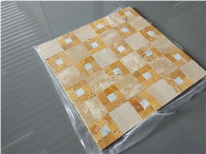 Beige Travertine,Yellow Travertine Mosaic