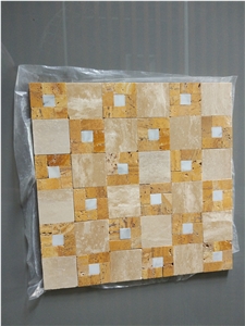 Beige Travertine,Yellow Travertine Mosaic