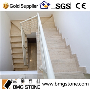 Light Travertine Vein Cut Stairs & Steps, Beige Classic Travertine