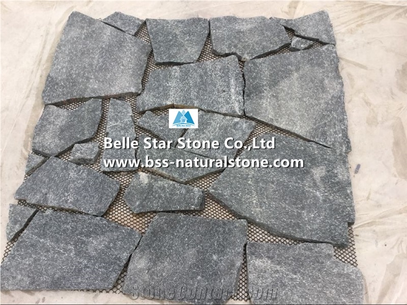 Black Quartzite Tumbled Random Flagstone,Quartzite Crazy Stone,Black Irregular Flagstones,Quartzite Random Stone,Black Flagstone Walkway Pavers,Quartzite Flagstone Wall,Quartzite Flagstone Courtyard
