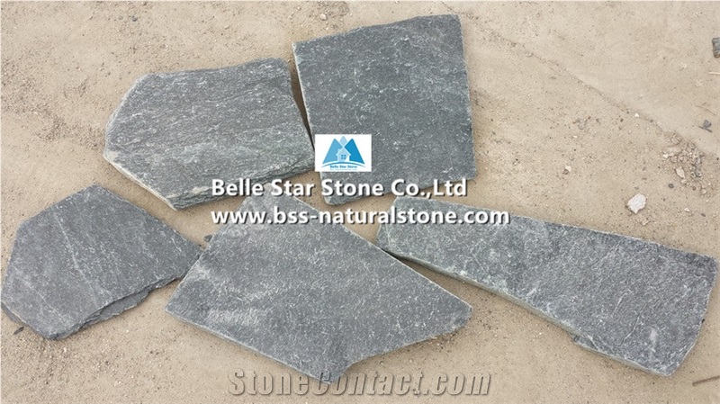 Black Quartzite Tumbled Random Flagstone,Quartzite Crazy Stone,Black Irregular Flagstones,Quartzite Random Stone,Black Flagstone Walkway Pavers,Quartzite Flagstone Wall,Quartzite Flagstone Courtyard
