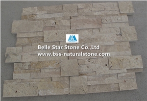 China Travertine S Cut Ledgestone,18x35cm Coffee Travertine Stacked Stone,Chinese Travertine Culture Stone,Travertine Stone Wall Panels,Travertine Thin Stone Veneer,Natural Travertine Stone Cladding
