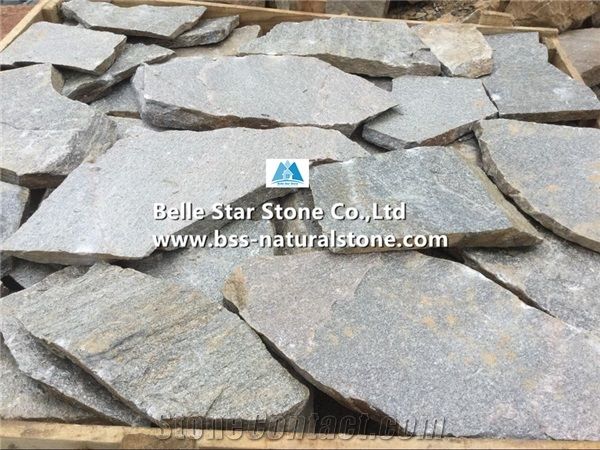 Green Quartzite Random Flagstone,Green Crazy Stone,Quartzite Irregular Flagstones,Green Flagstone Wall,Quartzite Flagstone Walkway Pavers,Natural Flagstone Courtyard,Green Flagstone Paving,Landscaping