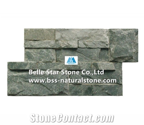 Green Split Face Slate 18x35cm Ledgestone,Riven Slate Culture Stone,Green Slate Stacked Stone,Slate S Cut Stone Cladding,Natural Slate Wall Panels,S Cut Stone Panels,Thin Stone Veneer Facade