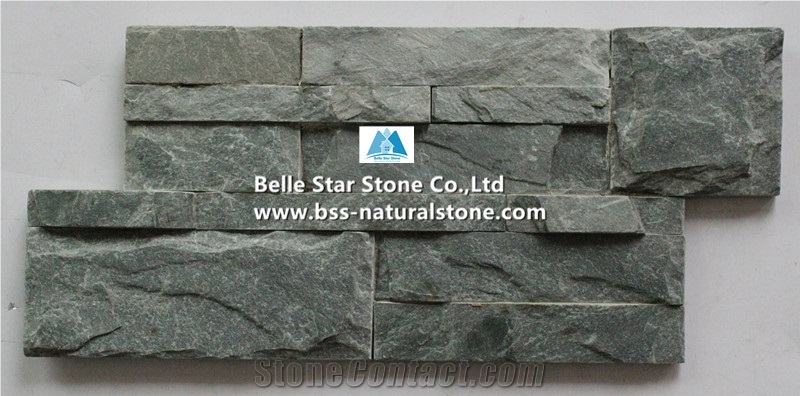 Green Split Face Slate 18x35cm Ledgestone,Riven Slate Culture Stone,Green Slate Stacked Stone,Slate S Cut Stone Cladding,Natural Slate Wall Panels,S Cut Stone Panels,Thin Stone Veneer Facade