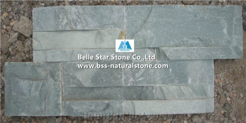 Green Split Face Slate 18x35cm Ledgestone,Riven Slate Culture Stone,Green Slate Stacked Stone,Slate S Cut Stone Cladding,Natural Slate Wall Panels,S Cut Stone Panels,Thin Stone Veneer Facade