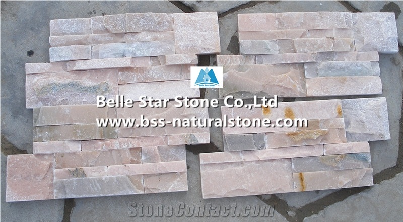 Pink Quartzite 18x35cm Stacked Stone,Pink Stone Cladding,S Cut Culture Stone,Quartzite Stone Wall Panels,Pink Quartzite Ledgestone,Pink Thin Stone Veneer,S Clad Wall Stone,Landscaping Ledger Panels