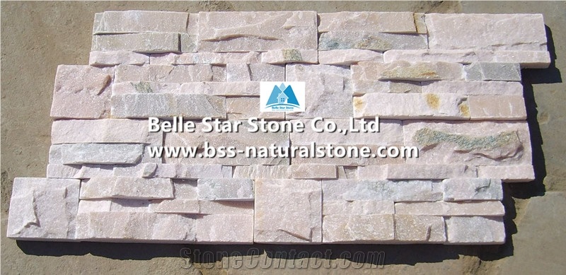 Pink Quartzite 18x35cm Stacked Stone,Pink Stone Cladding,S Cut Culture Stone,Quartzite Stone Wall Panels,Pink Quartzite Ledgestone,Pink Thin Stone Veneer,S Clad Wall Stone,Landscaping Ledger Panels