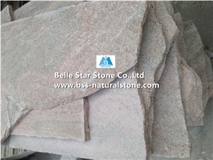 Pink Quartzite Random Flagstone,Quartzite Crazy Stone,Pink Flagstone Walkway Pavers,Pink Quartzite Irregular Flagstones,Quartzite Flagstone Wall,Natural Flagstone Courtyard,Landscaping Stone Pavers