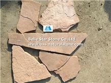Pink Sandstone Random Flagstone,Pink Crazy Stone,Sandstone Irregular Flagstones,Natural Flagstone Driveway,Flagstone Walkway Pavers,Flagstone Courtyard,Landscaping Wall Stone,Pink Sandstone Flagstone