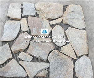 Rustic Quartzite Tumbled Random Flagstone,Rustic Quartzite Crazy Stone,Quartzite Irregular Flagstones,Quartzite Flagstone Wall,Natural Quartzite Flagstone Courtyard,Quartzite Walkway Pavers
