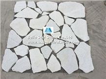 Tumbled White Quartzite Random Flagstone,White Quartzite Irregular Flagstones,Natural Quartzite Flagstone Wall,White Crazy Stone,Quartzite Flagstone Walkway Pavers,Tumbled White Quartzite Random Stone