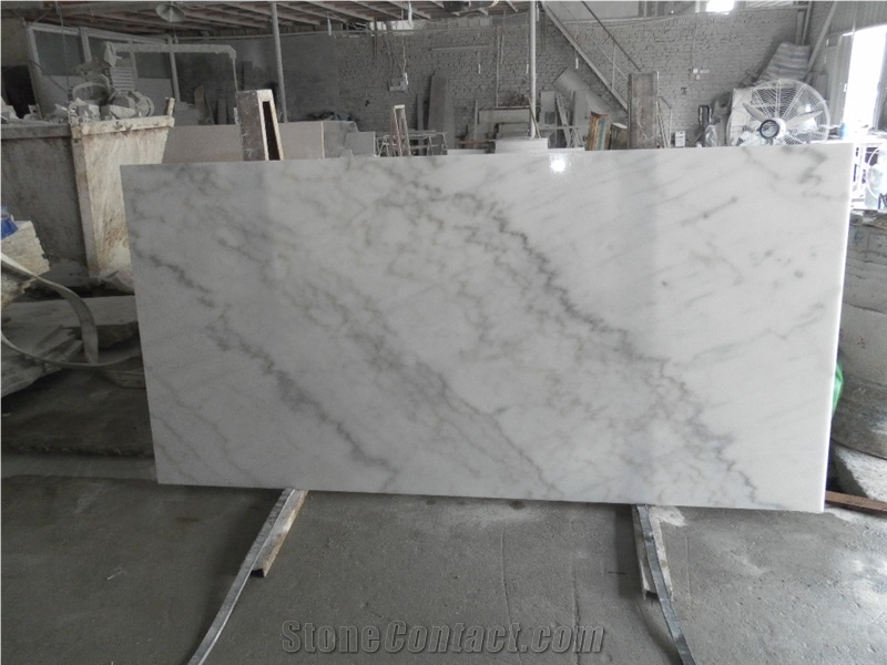 Chinese White Carrara Marble China Cloud White Guangxi White Lightening China Carrara White Marble Polished Table Tops