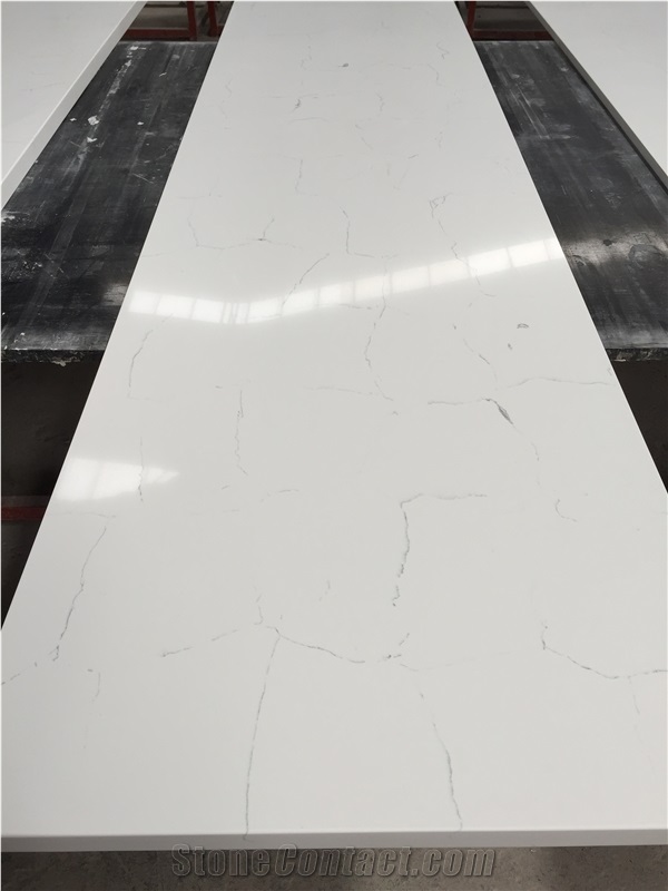 Hot Popular Colors Of Carrara White Grey Finegrain Quartz Countertops for Usa Market