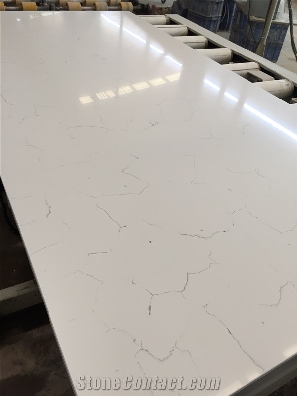 Hot Popular Colors Of Carrara White Grey Finegrain Quartz Countertops for Usa Market