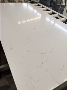 Hot Popular Colors Of Carrara White Grey Finegrain Quartz Countertops for Usa Market