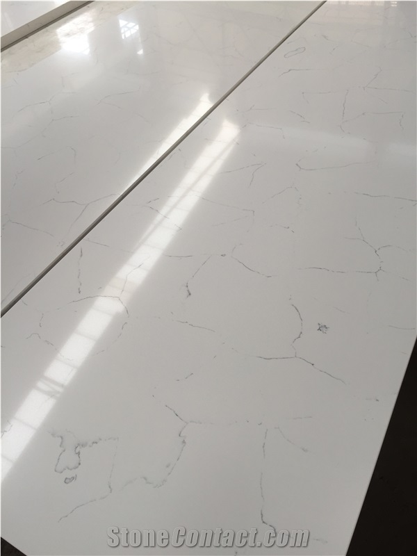 Hot Popular Colors Of Carrara White Grey Finegrain Quartz Countertops for Usa Market