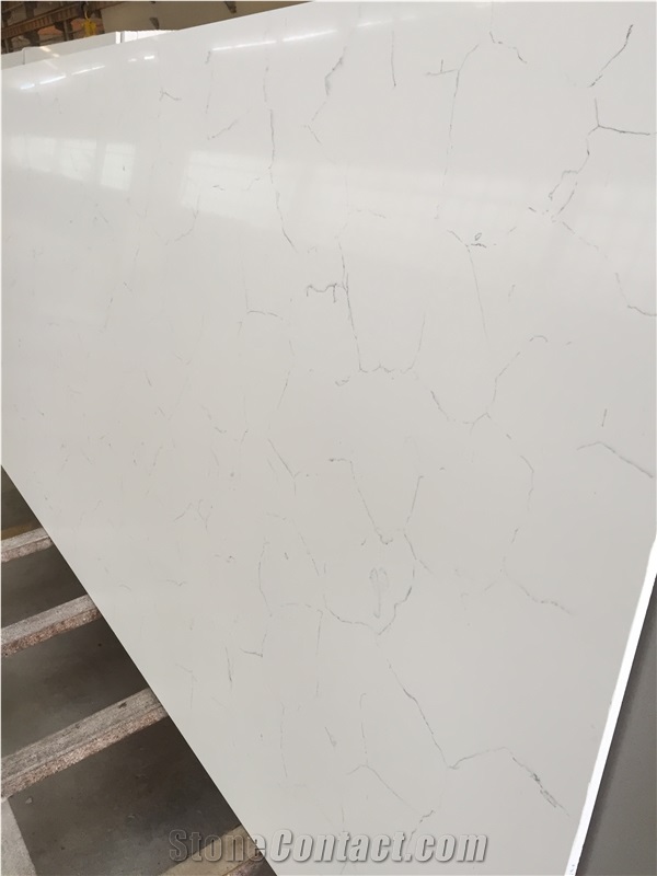 Hot Popular Colors Of Carrara White Grey Finegrain Quartz Countertops for Usa Market