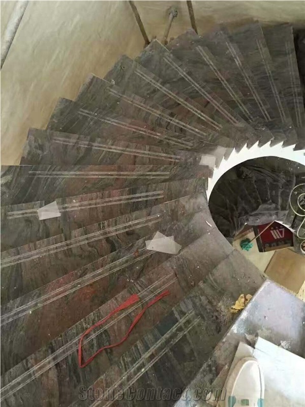 Multicolor Red Fantasy Red Granite Polished Flooring Tiles Steps Stairs