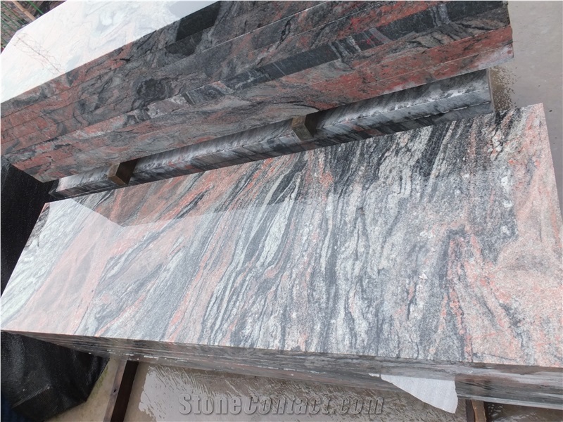 Multicolor Red Fantasy Red Granite Polished Flooring Tiles Steps Stairs