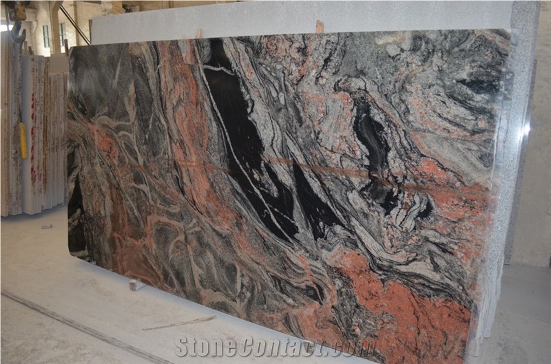 Multicolor Red Granite Polished Gangsaw Slabs Big Slabs Half Slabs
