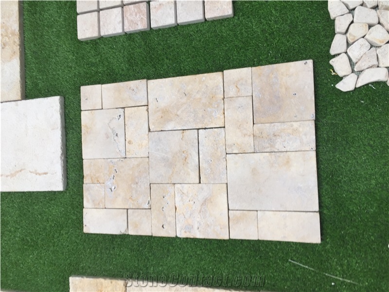 Yellow Limestone Tumbled Pattern Tile