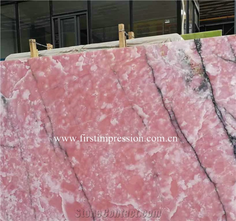 China New Polished Pink Onyx Slabs and Tiles/Wall Cladding for Vanity Top/Bathroom Top/A Grade and High Polished Degree/Own Factory/Natural Stone for Hotel Use Bright Natural Stone/Big Slab Onyx