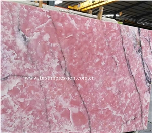 Luxury New Polished Pink Onyx Slabs and Tiles/Wall Cladding for Vanity Top/Bathroom Top/A Grade and High Polished Degree/Own Factory/Natural Stone for Hotel Use Bright Natural Stone/Big Slab Onyx