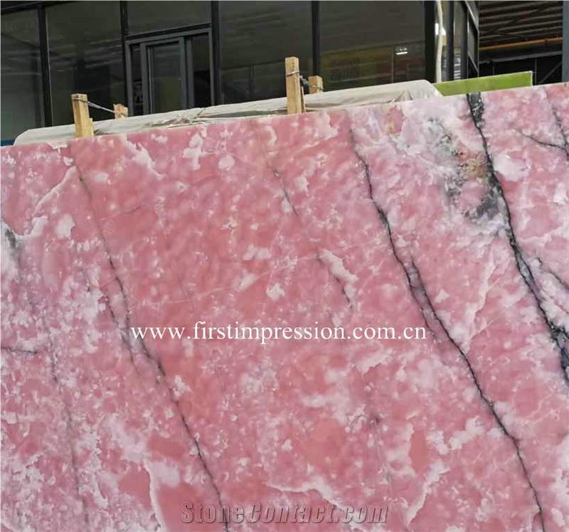 Luxury New Polished Pink Onyx Slabs and Tiles/Wall Cladding for Vanity Top/Bathroom Top/A Grade and High Polished Degree/Own Factory/Natural Stone for Hotel Use Bright Natural Stone/Big Slab Onyx
