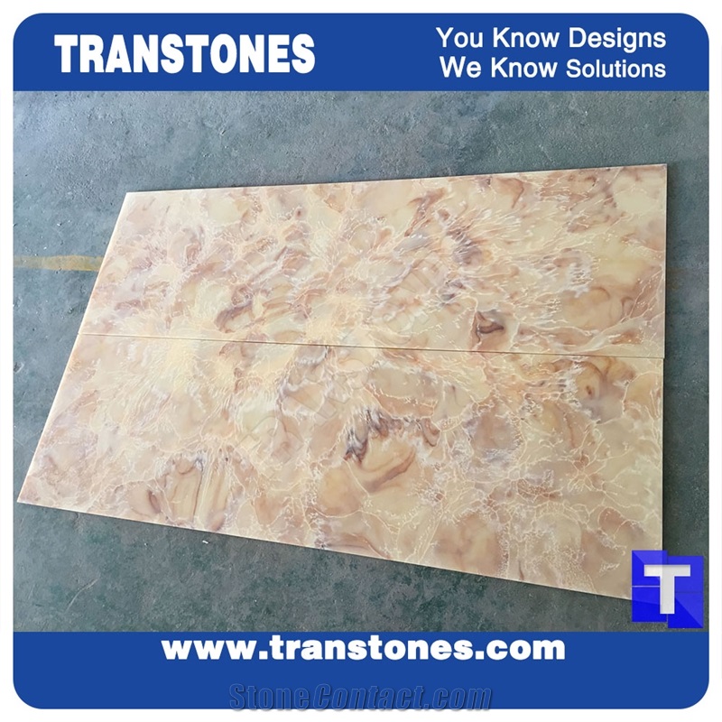 Honed Solid Surface Nembro Giallo Artificial Marble Slab Tiles for Wall Ceiling Panel,Feature Interior Wall,Floor Covering Pattern,Hotel Reception Table Desk Design,Cut to Size