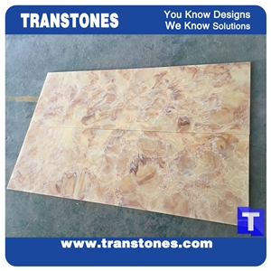 Honed Solid Surface Nembro Giallo Artificial Marble Slab Tiles for Wall Ceiling Panel,Feature Interior Wall,Floor Covering Pattern,Hotel Reception Table Desk Design,Cut to Size