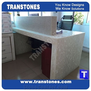 Hot Sale Computer Table with Alabaster Stone Panel