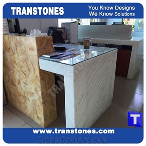 Hot Sale Computer Table with Alabaster Stone Panel